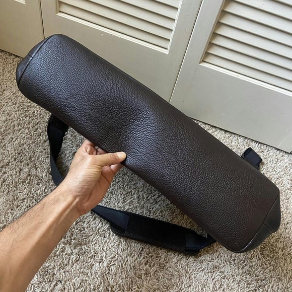 Mark & Graham Leather Briefcase Bag Chocolate Brown Shoulder Side Bag - Picture 6 of 16